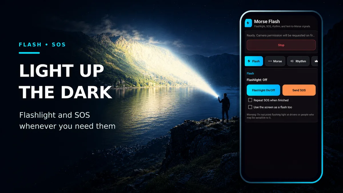 Flashlight and SOS screen: light up the dark